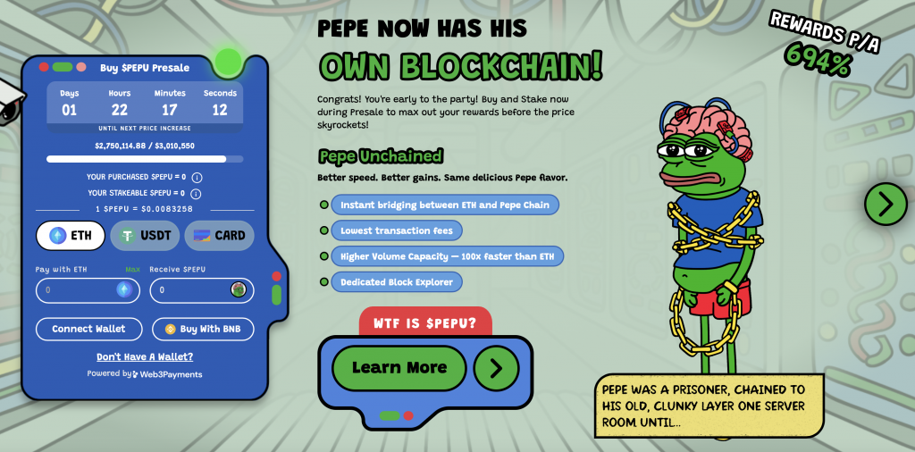 Pepe Unchained Website 